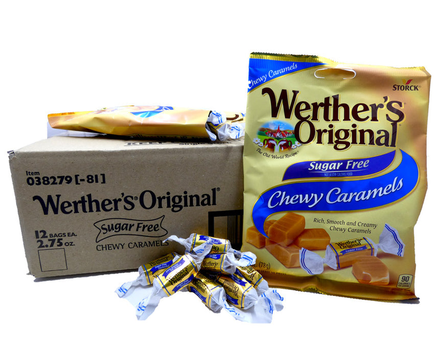 Werther's Original Sugar Free Chewy Caramel 2.75 oz Bag or 12 Count Box