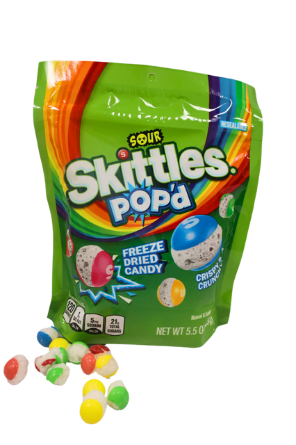 Skittles 5.5oz Bag Pop'd Freeze Dried Sour Flavor — b.a. Sweetie Candy ...