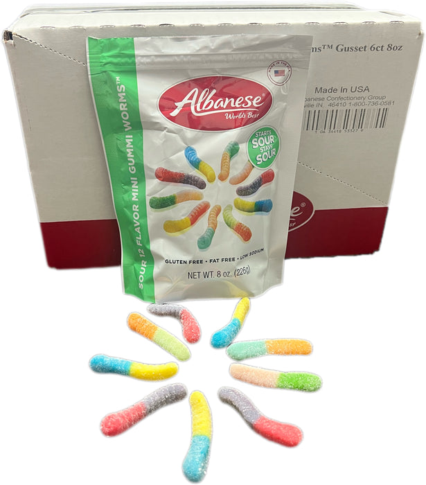 Albanese Gummi Worms 8oz Sour 12 Flavor Mini