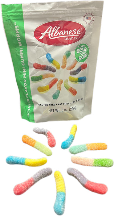 Albanese Gummi Worms 8oz Sour 12 Flavor Mini