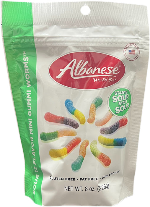Albanese Gummi Worms 8oz Sour 12 Flavor Mini