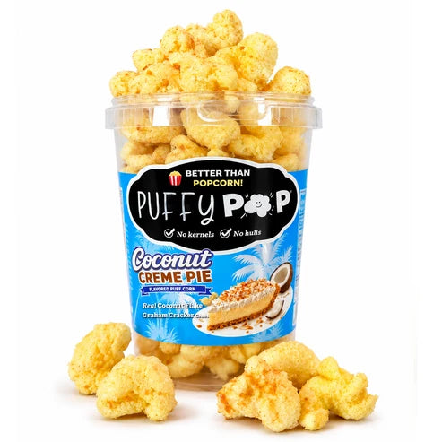 Crack Corn Puffy Pop 4.23oz Tub Coconut Creme Pie