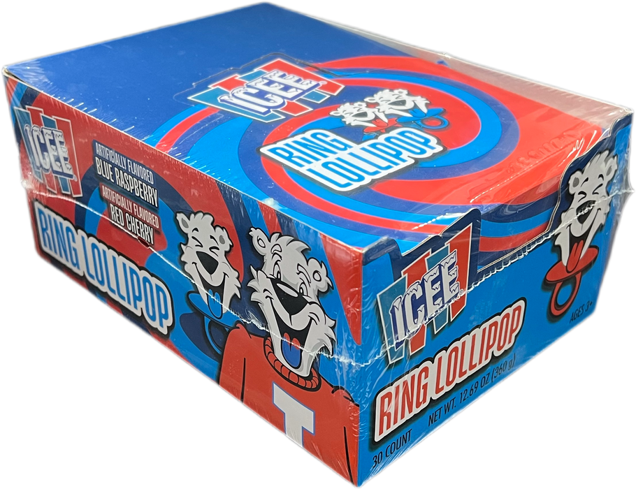 Icee .42oz Bear Ring Lollipop Cherry or Blue Raspberry