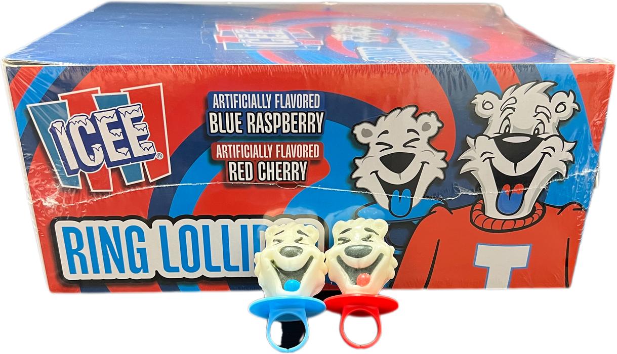 Icee .42oz Bear Ring Lollipop Cherry or Blue Raspberry