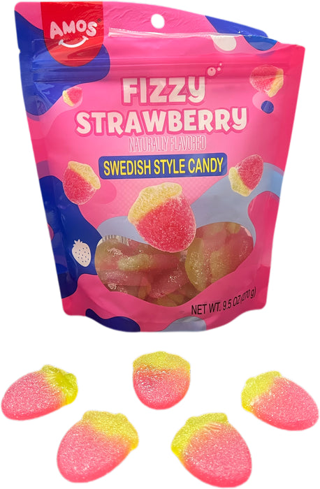 Amos Swedish Style Gummy 9.5oz Bag Fizzy Strawberry