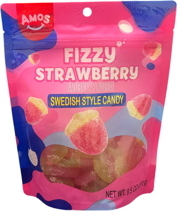 Amos Swedish Style Gummy 9.5oz Bag Fizzy Strawberry