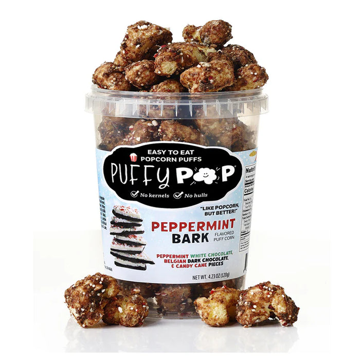Crack Corn Puffy Pop 4oz Tub Peppermint Bark