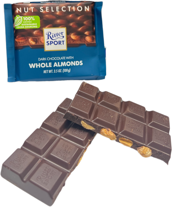 Ritter Sport 3.5oz Bar Dark Chocolate Whole Almonds