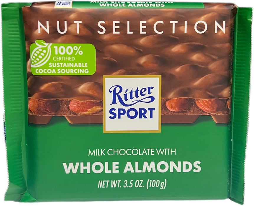 Ritter Sport 3.5oz Bar Milk Chocolate Whole Almonds