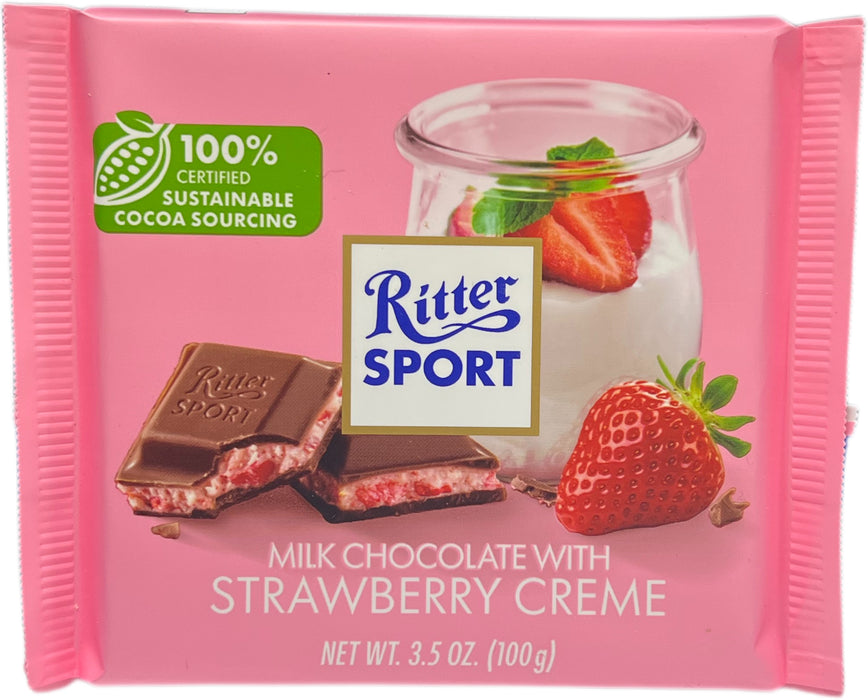 Ritter Sport 3.5oz Bar Milk Chocolate Strawberry Creme