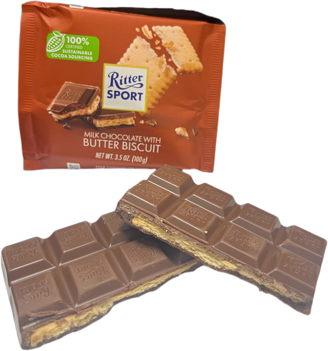 Ritter Sport 3.5oz Bar Milk Chocolate Butter Biscuit