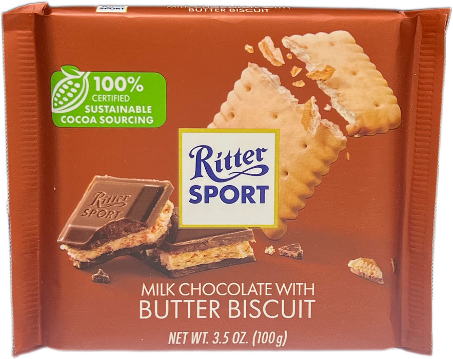 Ritter Sport 3.5oz Bar Milk Chocolate Butter Biscuit