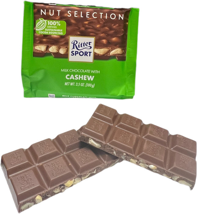 Ritter Sport 3.5oz Bar Milk Chocolate Salted Cashews
