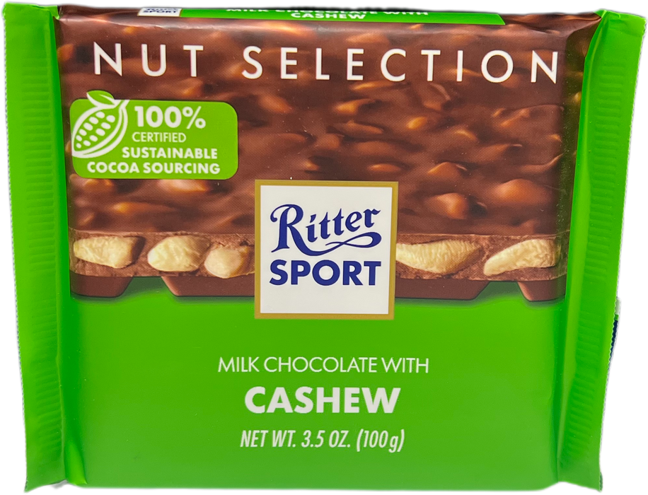 Ritter Sport 3.5oz Bar Milk Chocolate Salted Cashews
