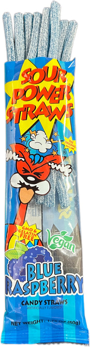 Sour Power Straws Blue Raspberry 1.75oz Package