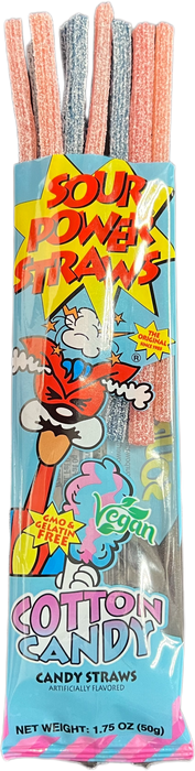 Sour Power Straws Cotton Candy 1.75oz Package