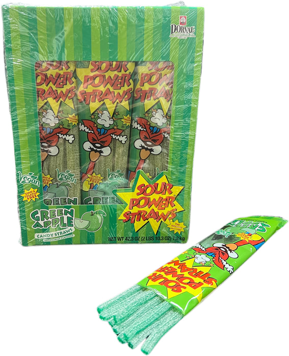 Sour Power Straws Green Apple 1.75oz Package