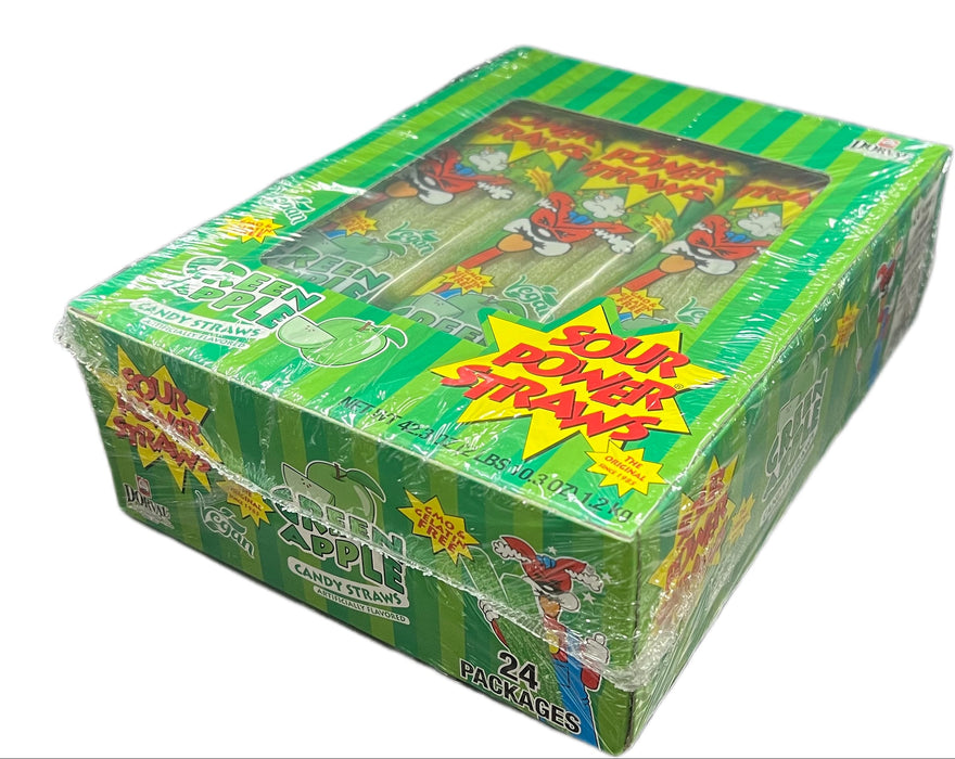 Sour Power Straws Green Apple 1.75oz Package