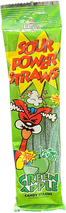 Sour Power Straws Green Apple 1.75oz Package