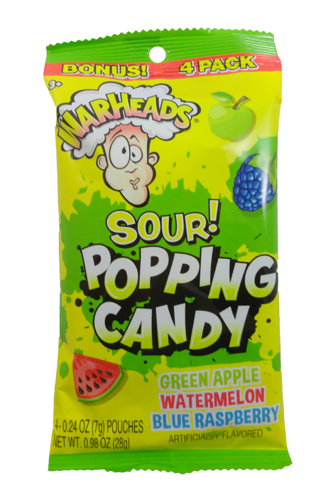 Warheads .98oz Bag 4 Count Popping Candy