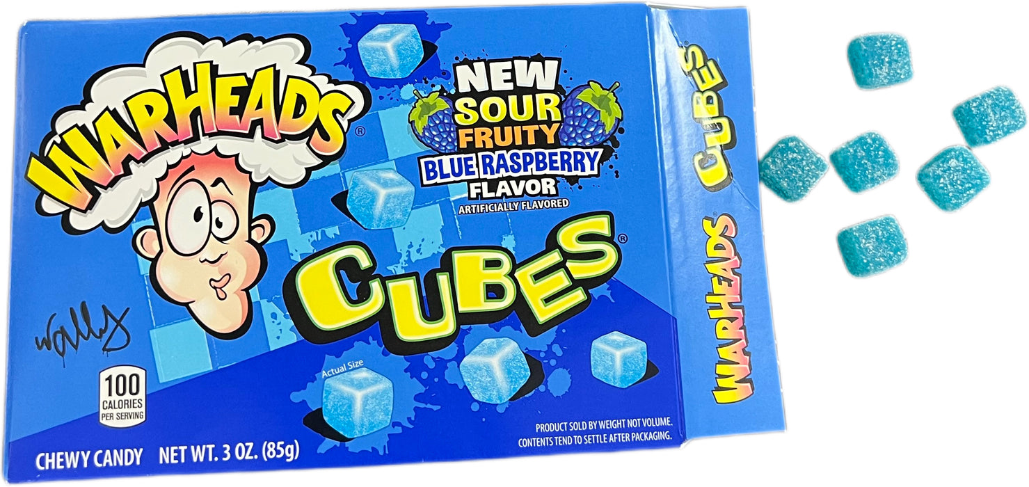Warheads Blue Raspberry Cubes 3oz Box