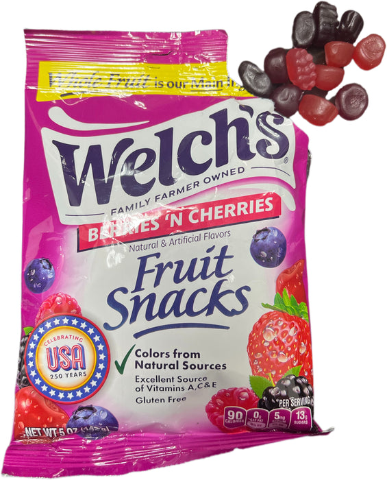 Welch's Fruit Snacks 5oz Bag Berries 'n Cherries