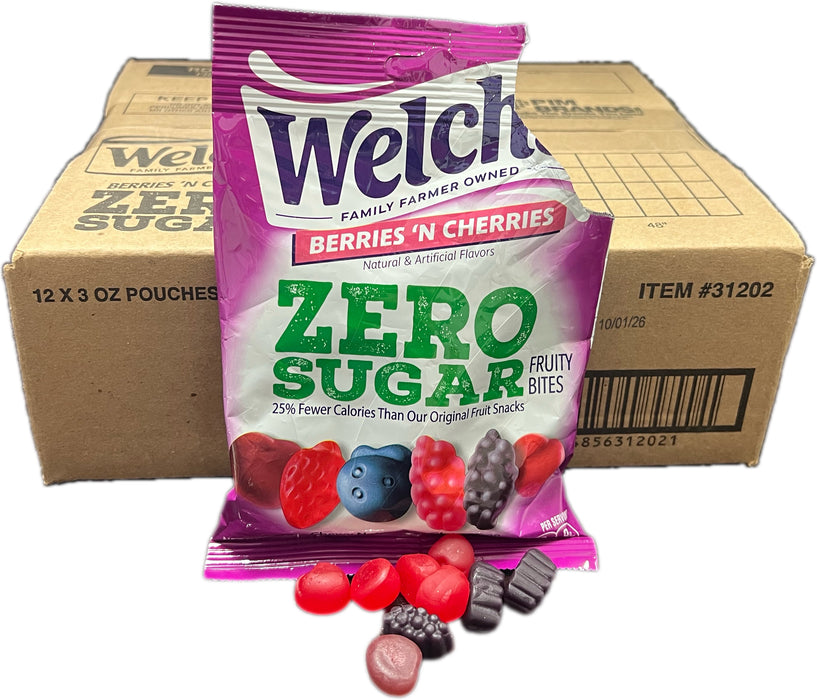 Welch's Zero Sugar Fruity Bites 3oz Bag Berries 'n Cherries