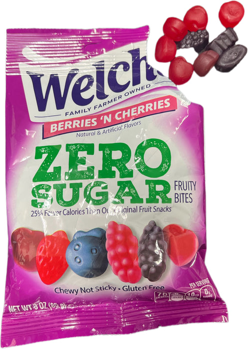 Welch's Zero Sugar Fruity Bites 3oz Bag Berries 'n Cherries