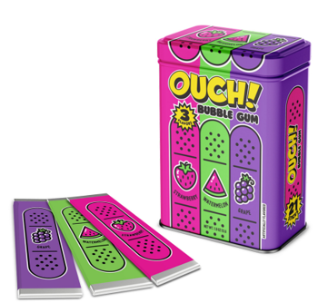 How Sweet & bubble Gum(5枚未開封、1枚開封済みのセット) Ouch! Bubble Gum 21ct Tin Assorted Flavors — b.a. Sweetie Candy Store