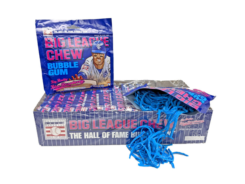 Big League Chew Rally Blue Raspberry Gum 2.12oz Pack or 12 Count Box