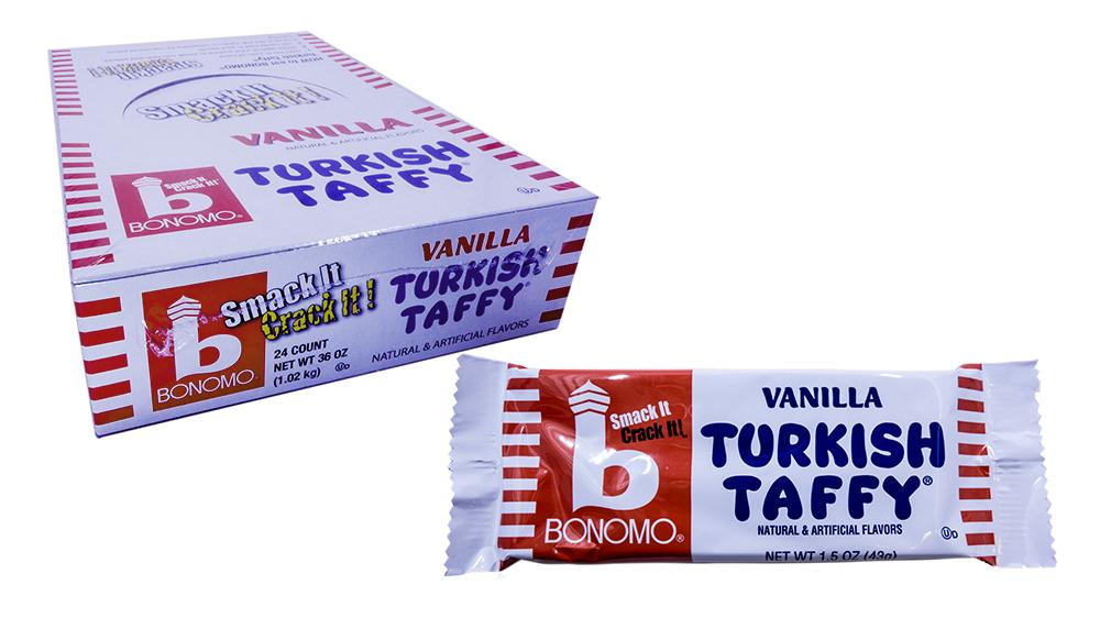 Bonomo Turkish Taffy Vanilla 1.5oz Bar or 24 Count Box