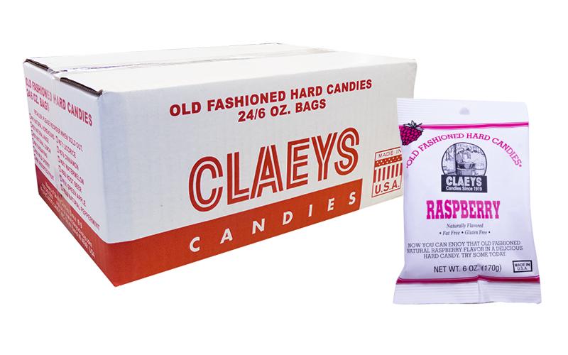 Claeys Candy Raspberry 6oz Bag or 24 Count Box