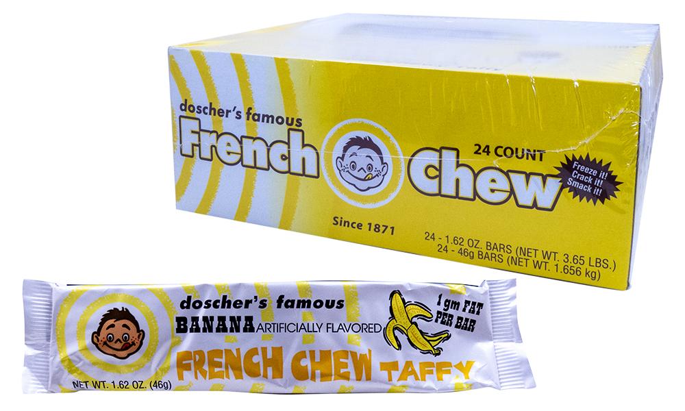 Doscher's Banana French Chew Taffy 1.5oz Bar or 24 Count Box