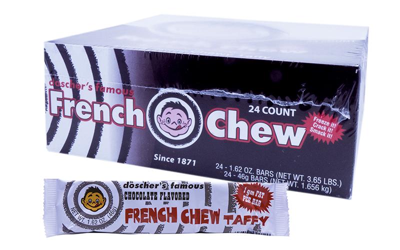 Doscher's Chocolate French Chew Taffy 1.5oz Bar or 24 Count Box