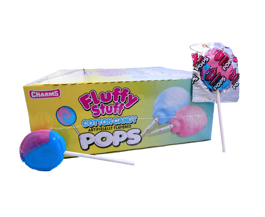 Charms Fluffy Stuff Cotton Candy Pops, 48 Individually Wrapped