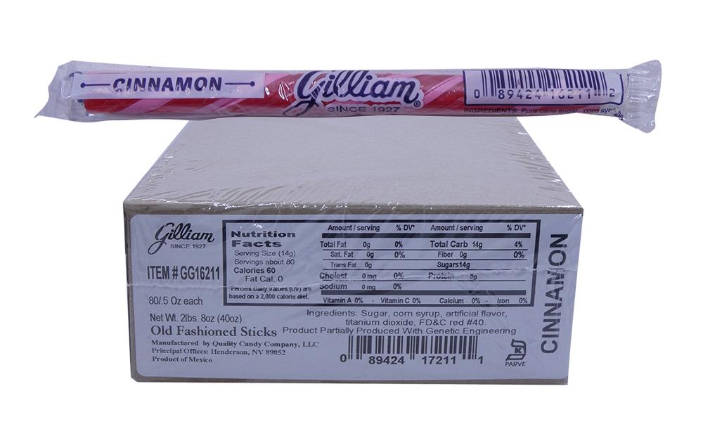 Gilliam .5oz Candy Sticks Cinnamon 80 Count Box
