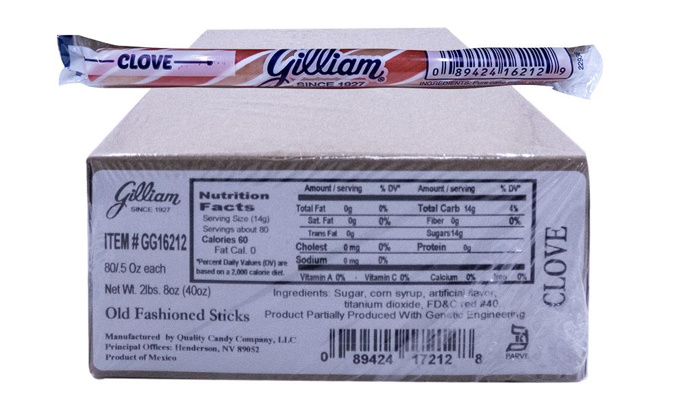 Gilliam .5oz Candy Sticks Clove 80 Count Box — b.a. Sweetie Candy Store