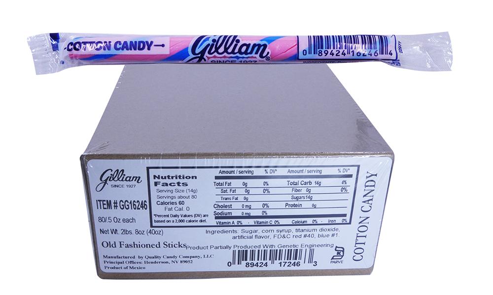 Gilliam .5oz Candy Sticks Cotton Candy 80 Count Box