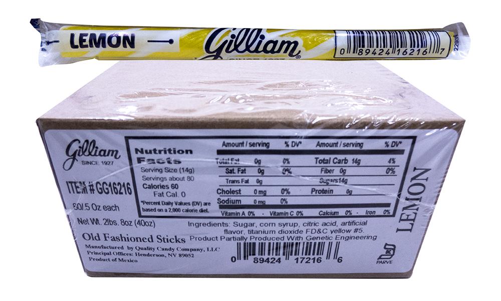 Gilliam .5oz Candy Sticks Lemon 80 Count Box