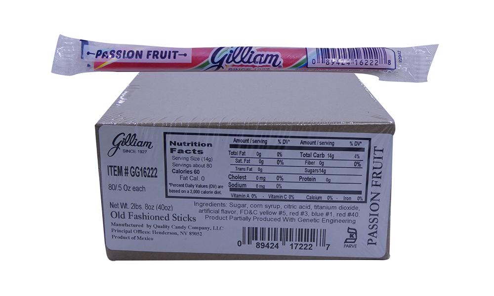 Gilliam .5oz Candy Sticks Passion Fruit 80 Count Box