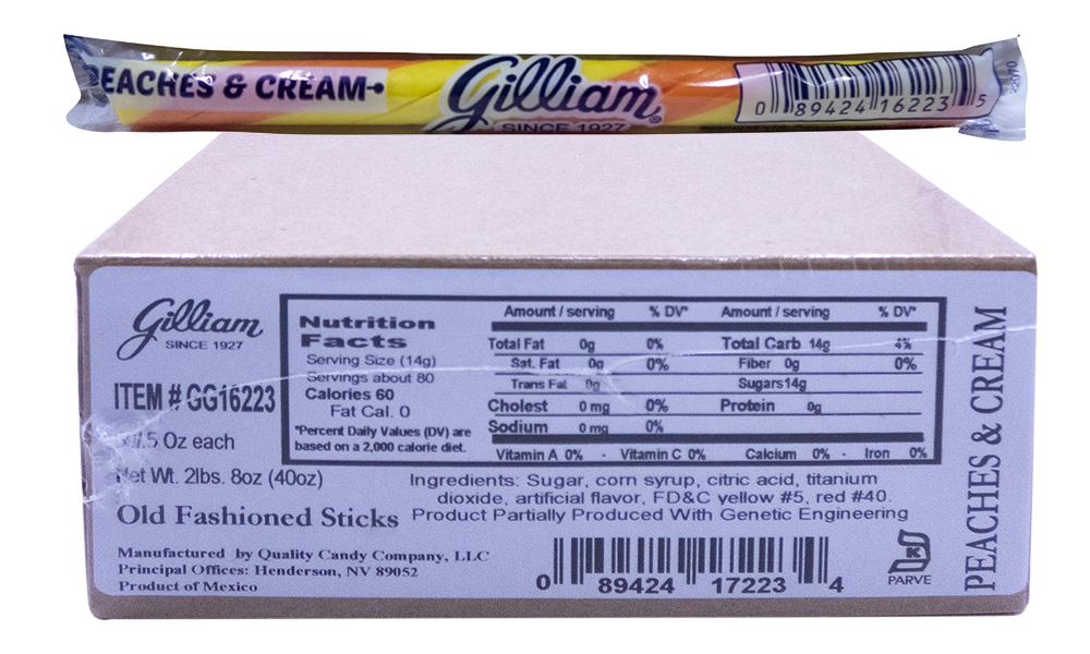 Gilliam .5oz Candy Sticks Peaches and Cream 80 Count Box