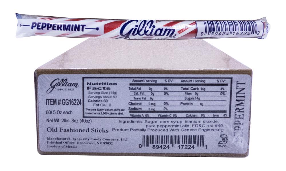 Gilliam .5oz Candy Sticks Peppermint 80 Count Box
