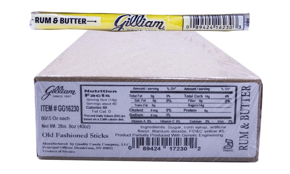 Gilliam .5oz Candy Sticks Rum and Butter 80 Count Box