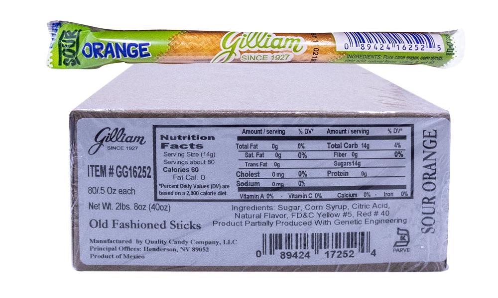 Gilliam .5oz Candy Sticks Sour Orange 80 Count Box
