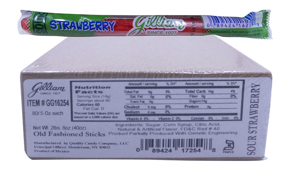 Gilliam .5oz Candy Sticks Sour Strawberry 80 Count