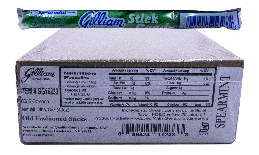 Gilliam .5oz Candy Sticks Spearmint 80 Count Box