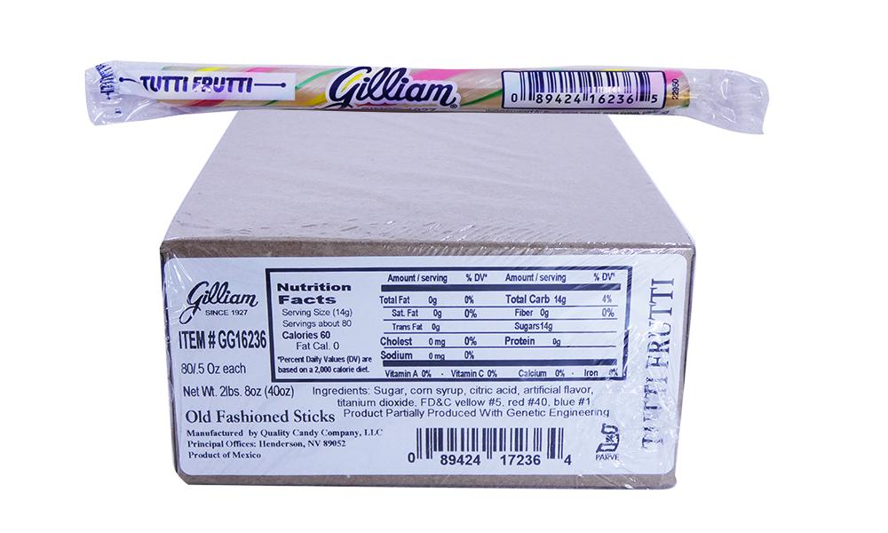 Gilliam .5oz Candy Sticks Tutti Frutti 80 Count Box