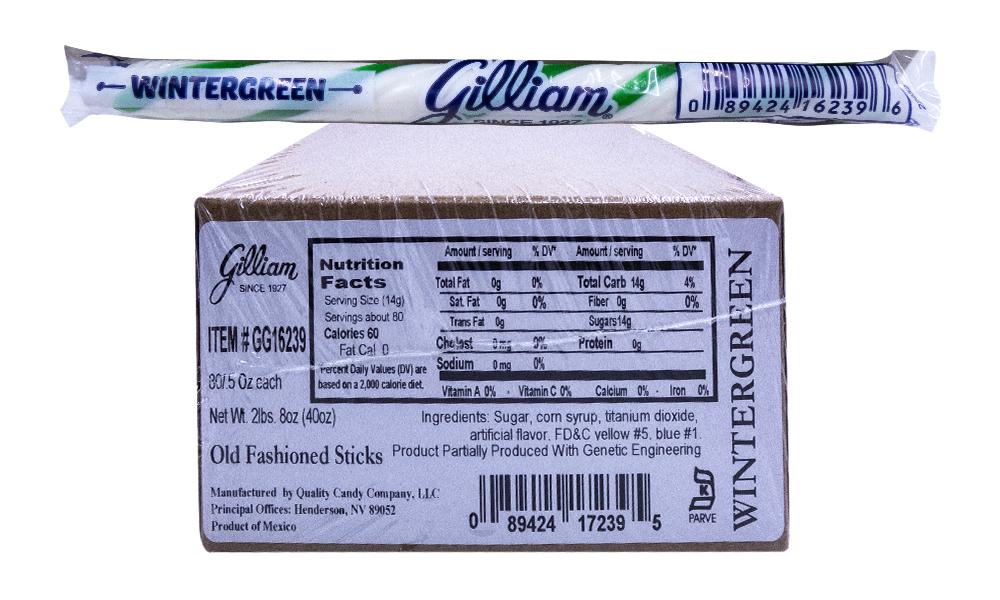 Gilliam .5oz Candy Sticks Wintergreen 80 Count Box