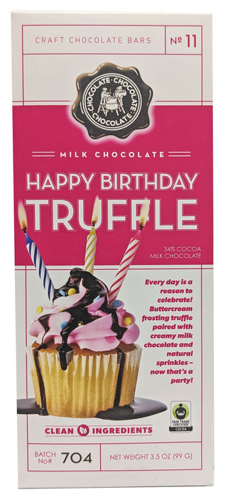 Craft Chocolate 3.5oz Bar Milk Chocolate Happy Birthday Truffle