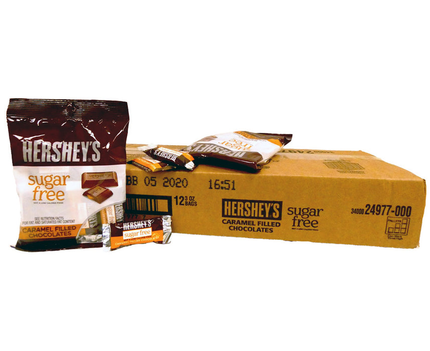 Hershey's Sugar Free Chocolate Caramel 3oz Bag or 12 Count Box